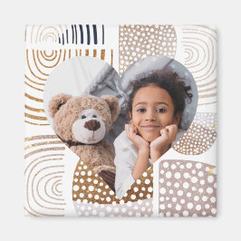 Modern Boho Shapes Heart Photo Magnet
