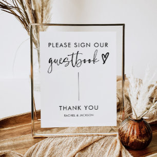 Modern Boho-skript Bröllop Guestbook-tecken Poster