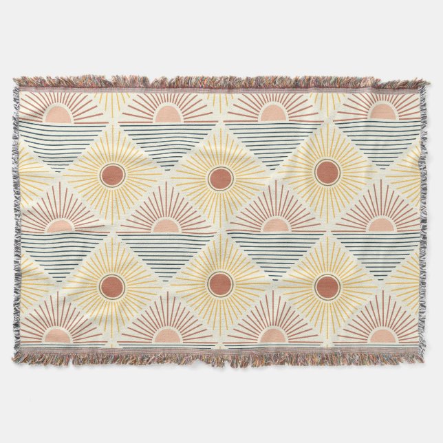 Modern Boho Sol-bomullsfransens ytterpivett - blan Filt (Framsidan)