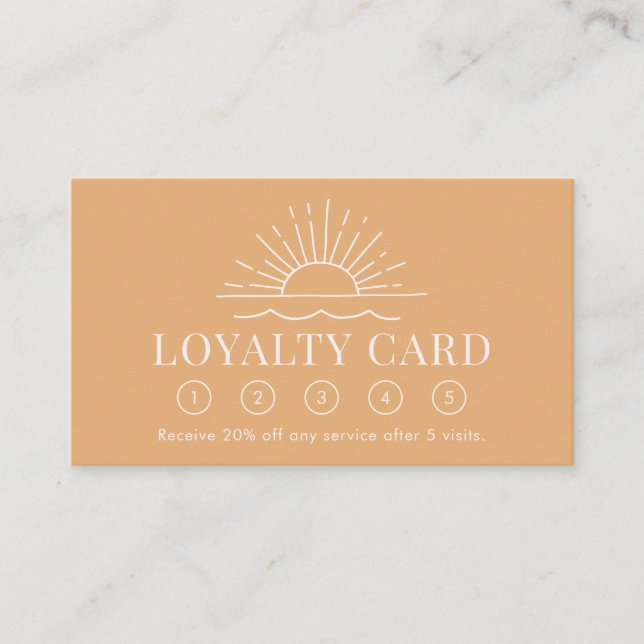 Modern Boho Sol och Beach Wave Loyalty Card Visitkort (Framsida)
