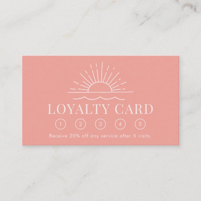 Modern Boho Sol och Beach Wave Loyalty Card Visitkort (Framsida)