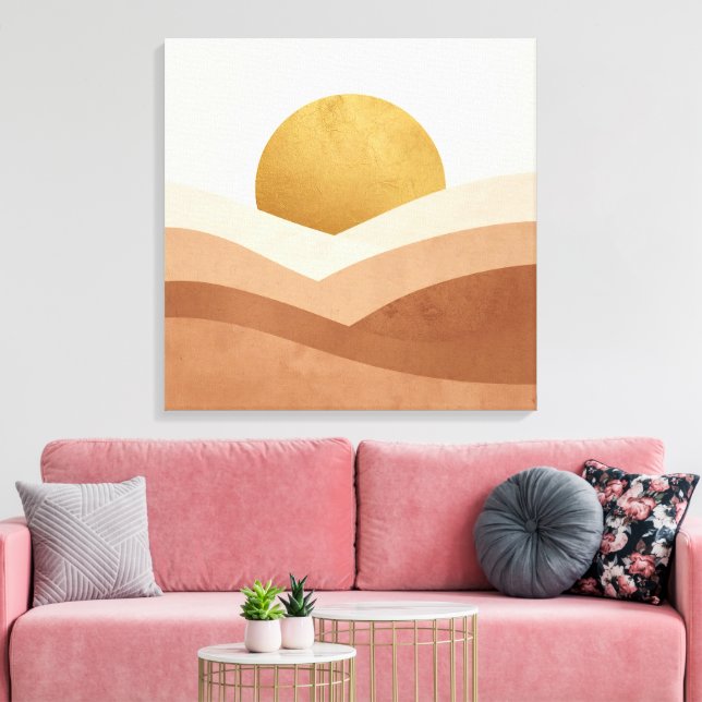 Modern Boho Soluppgång Canvas | Varm Neutral (Insitu (Vardagsrum))