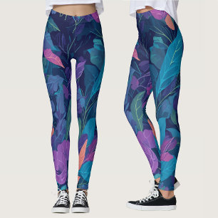 Modern Boho Sommar Blad Botanisk Trädgård Blommig Leggings