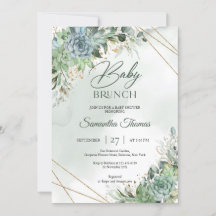 Modern boho succulents eucalyptus guld baby brunch