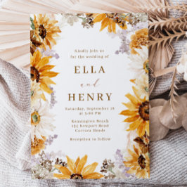 Modern Boho Sunblomma Bröllop Inbjudningar