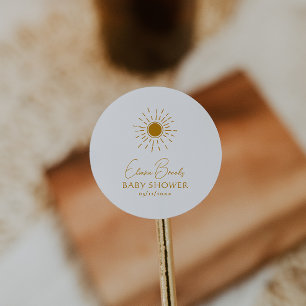 Modern Boho Sunshine Baby Shower Tack Runt Klistermärke