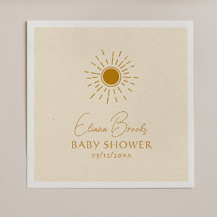 Modern Boho Sunshine   Beige Baby Shower Napkins Pappersservett