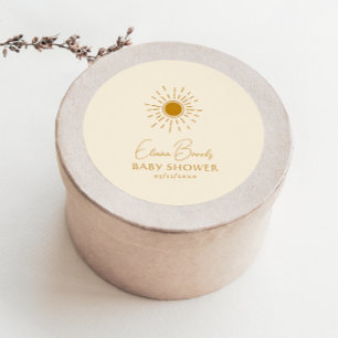 Modern Boho Sunshine Beige Baby Shower Tack Runt Klistermärke