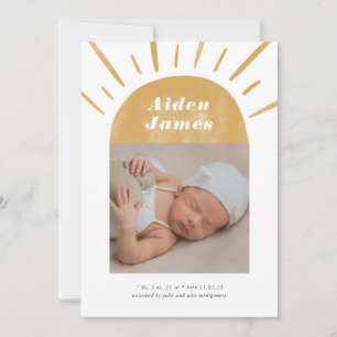 Modern Boho Sunshine i Mustard Birth Meddelande
