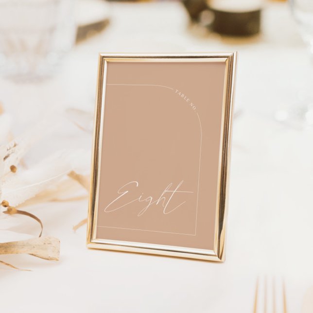 Modern Boho Tan Arch Bord Åtta Bordsnumret Inbjudningar (Modern Boho Tan Arch Table Eight Table Number)