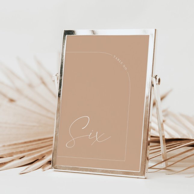 Modern Boho Tan Arch Bord Sex Bordsnummer (Modern Boho Tan Arch Table Six Table Number)