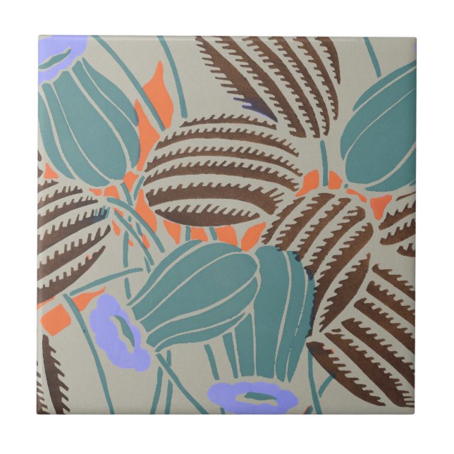 Modern Boho Teal & Lavender Blommig Dekoration Kakelplatta (Framsidan)