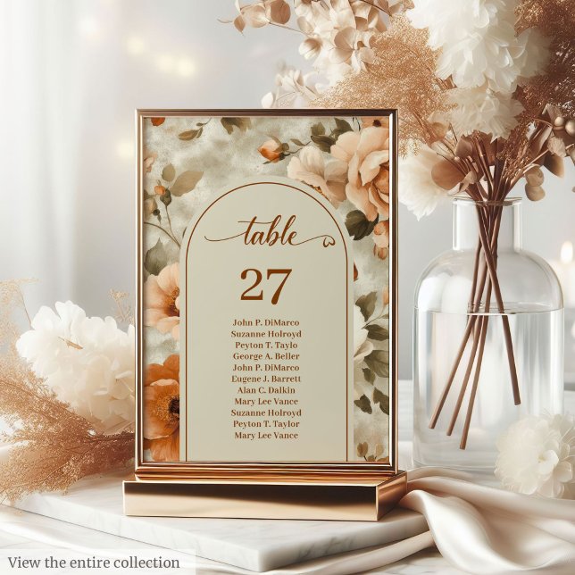 Modern Boho Terra Cotta Ivory Sage Floral Wedding  Bordsnummer (Modern Boho Terra Cotta Ivory Sage Floral Wedding Table Number

)