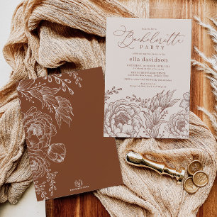 Modern Boho Terracotta Blommigt Bachelorette Party Inbjudningar