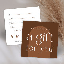 Modern Boho Terracotta Business Gift Certificate Fyrkantigt Visitkort