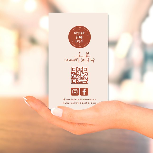 Modern Boho Terracotta Connect med USA QR-kod Visitkort (Skapare uppladdad)