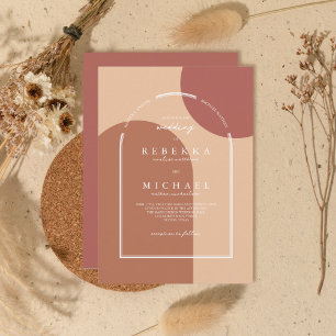 Modern Boho Terracotta par Namn Arch Bröllop Inbjudningar