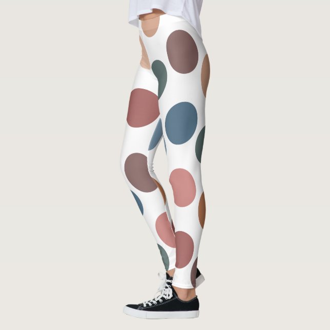 Modern Boho Terracotta & Teal Polka Dot Leggings (Vänster)