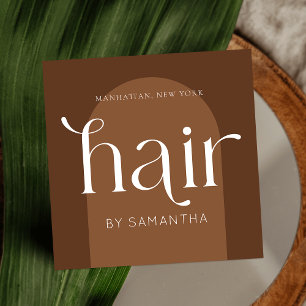 Modern Boho Terracotta Unique Hair Stylist Salon Fyrkantigt Visitkort