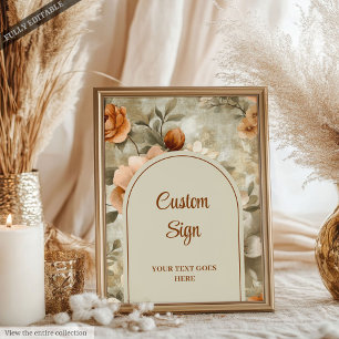 Modern Boho Terrakotta Beige Olivgrön Blommig Anpa Poster