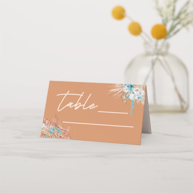 Modern Boho Terrakotta Script Bröllop Placeringskort (Framsida)