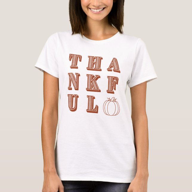 Modern Boho Thankful Typography-Thanksgiving T Shirt (Framsida)