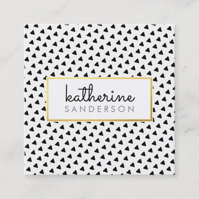 MODERN BOHO triangel mönster modern svart guld Fyrkantigt Visitkort (Framsida)