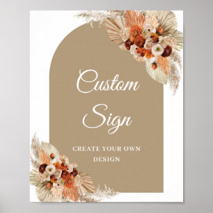 Modern boho tropical arch pampas gräsmark Anpassni Poster