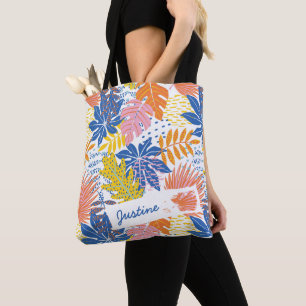Modern Boho Tropical Handflatan Löv Anpassningsbar Tygkasse