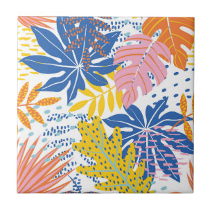 Modern Boho Tropical Jungle Handflatan Lövs Kakelplatta