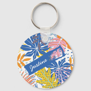 Modern Boho Tropical Jungle Handflatan Lövs Nyckelring