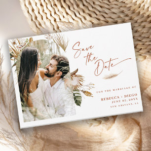 Modern Boho välvd foto bröllop Save The Date Meddelande Vykort