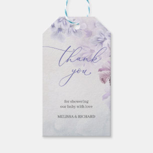 Modern boho vår damsty lila lilac Baby Shower Presentetikett