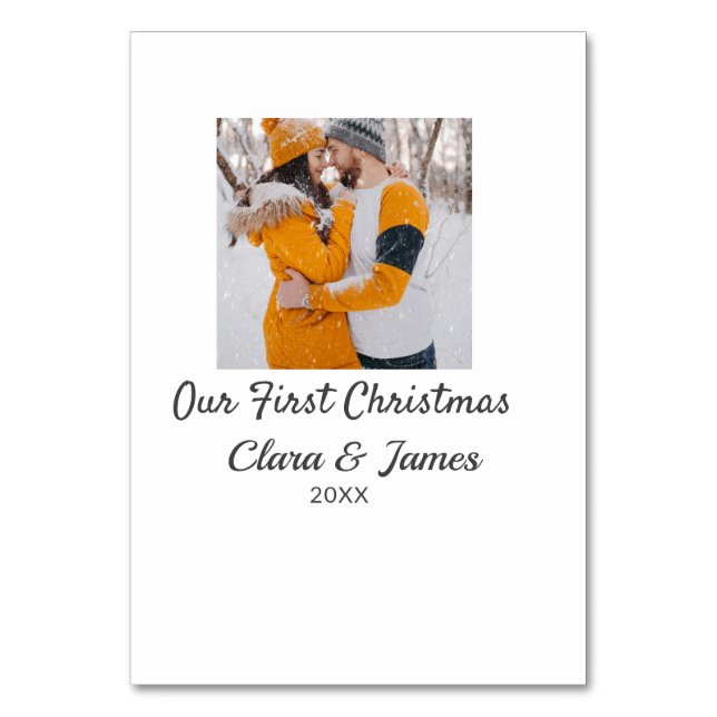 Modern boho vår första jul foto par namn  bordsnummer (Framsidan)