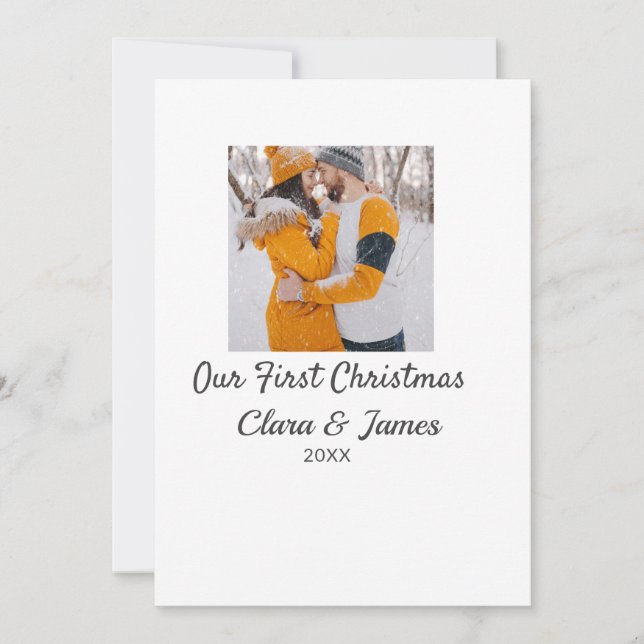 Modern boho - vårt första julfoto namn inbjudningar (Framsida)