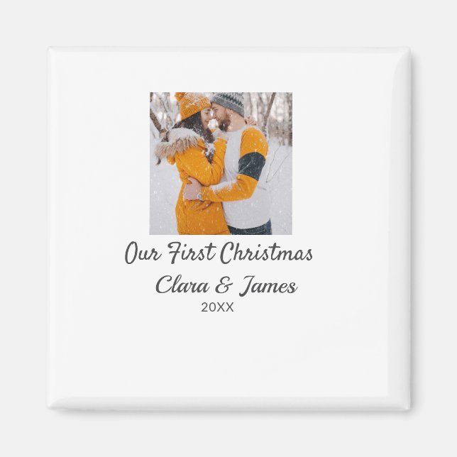 Modern boho - vårt första julfoto namn magnet (Framsidan)