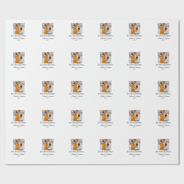 Modern boho - vårt första julfoto namn presentpapper (Platt)