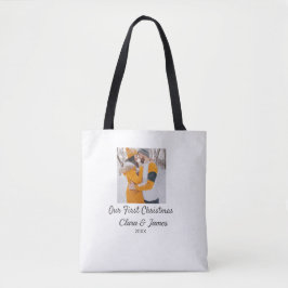 Modern boho - vårt första julfoto namn tygkasse
