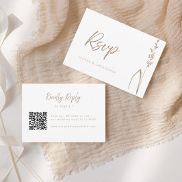 Modern Boho Vete Gräs QR-kod Bröllop RSVP-kort Tack Kort