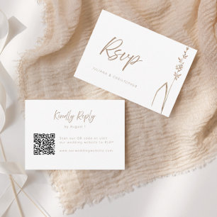 Modern Boho Vete Gräs QR-kod Bröllop RSVP-kort Tack Kort