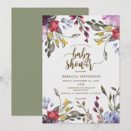 Modern boho-vild-blomsterduschinbjudan inbjudningar