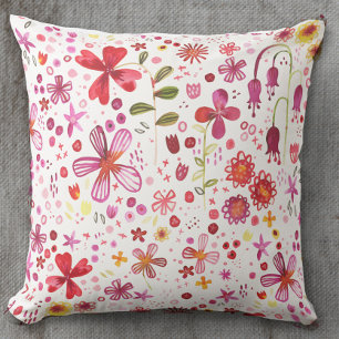 Modern Boho Vild Flower Watercolor Dekorativ kudde