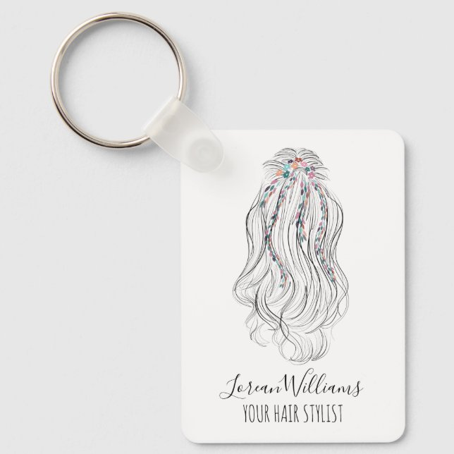 Modern Boho Vildblomma Bröllopshårstylist QR  Nyckelring (Framsida)
