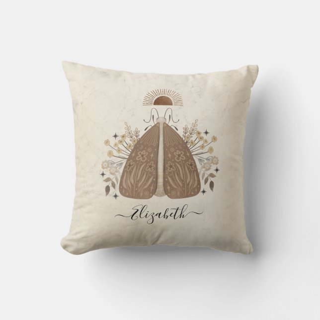 Modern Boho Vintage Butterfly Moth Dekorativ kudde (Framsida)