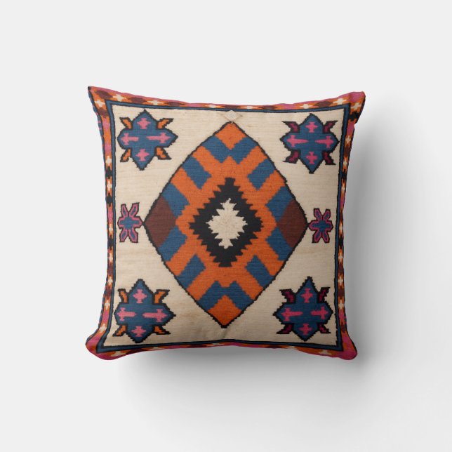 Modern Boho: Vita Kilim Pillows med Geometric Mors Kudde (Framsida)