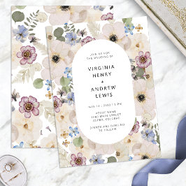 Modern Boho Watercolor Blommig Bröllopsinbjudan Inbjudningar
