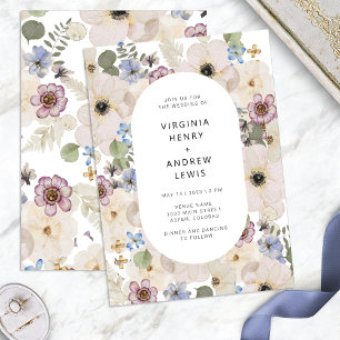 Modern Boho Watercolor Blommig Bröllopsinbjudan Inbjudningar