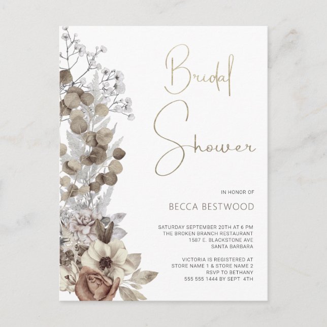 Modern Boho Watercolor Blommigt Möhippa Vykort (Framsida)