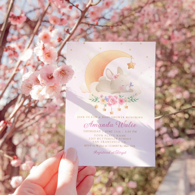 Modern Boho Watercolor Bunny Baby Shower Inbjudningar (Skapare uppladdad)