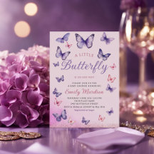 Modern Boho Watercolor Butterfly Girl Baby Shower